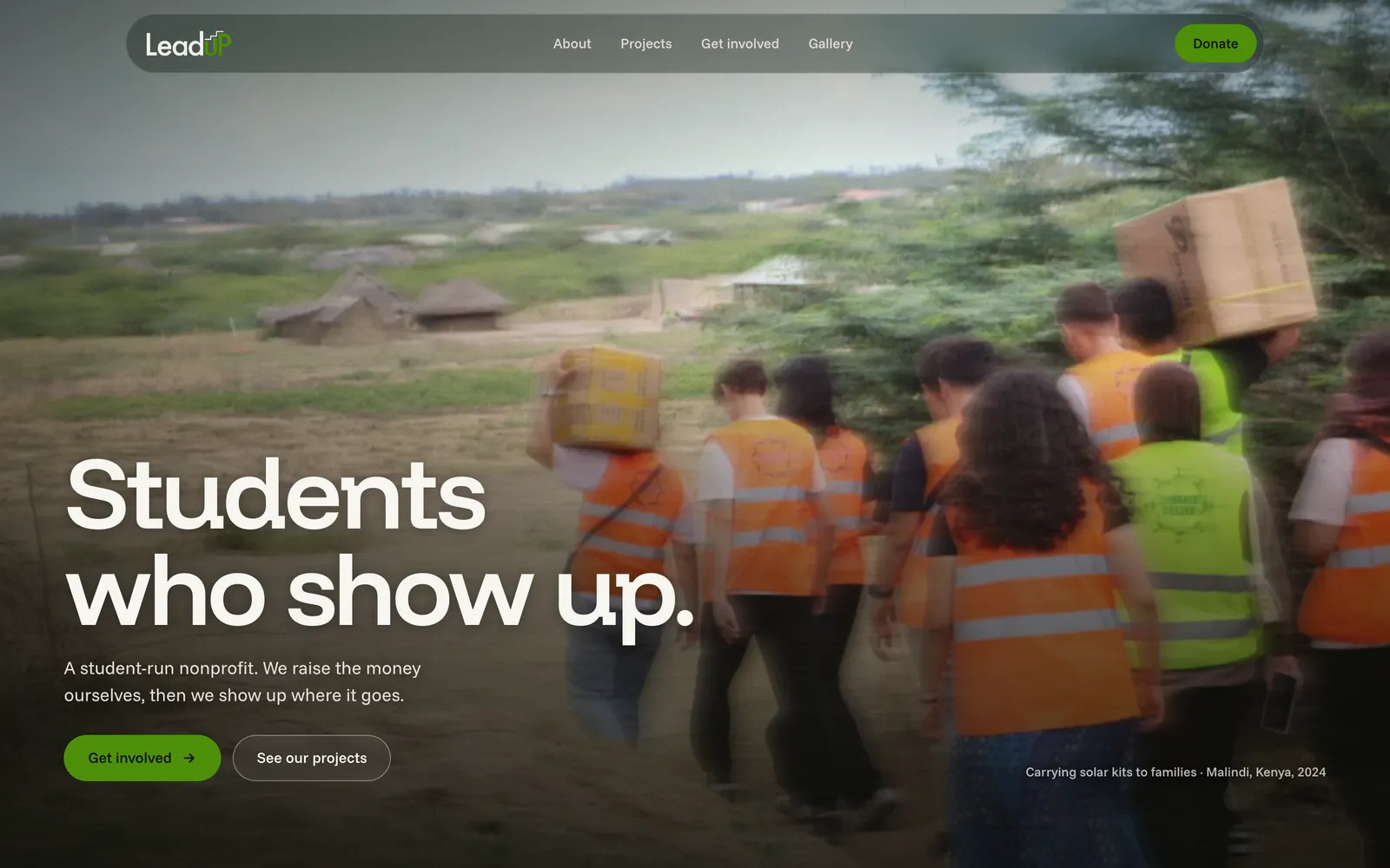 The LeadUp home page.